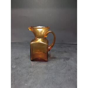 Pilgrim Handblown Glass Pitcher Amber, Vintage Amber Glassware, Table Decor